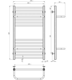 Сушка для рушників водяна Deffi Sigma П14 500х900 бічне ліве підключення білий A.SI.90.50.14.W.B