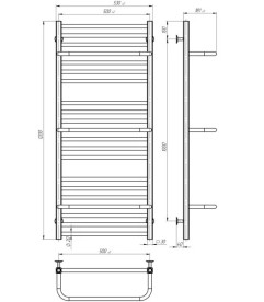 Полотенцесушитель водяной Deffi Sigma П21 500х1200 нижнее подключение белый A.SI.120.50.21.W.A