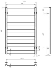 Сушка для рушників водяна Deffi Silvia П7 500х800 бічне праве підключення чорний A.SV.80.50.7.B.C