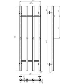 Полотенцесушитель водяной Deffi Split П4 300х1000 боковое левое подключение черный A.SP.100.30.4.B.B