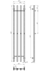 Полотенцесушитель водяной Deffi Split П4 300х1600 боковое правое подключение белый A.SP.160.30.4.W.C