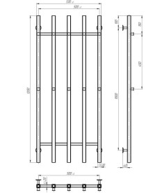 Полотенцесушитель водяной Deffi Split П5 500х1200 нижнее подключение черный A.SP.120.50.5.B.A