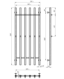 Полотенцесушитель водяной Deffi Split П6 500х1200 боковое правое подключение белый A.SP.120.50.6.W.C