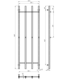 Сушка для рушників водяна Deffi Split П4 500х1600 нижнє підключення чорний A.SP.160.50.4.B.A