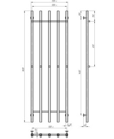 Полотенцесушитель водяной Deffi Split П5 500х1600 нижнее подключение черный A.SP.160.50.5.B.A