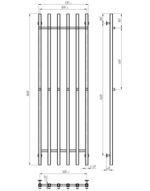 Сушка для рушників водяна Deffi Split П6 500х160 нижнє підключення хром A.SP.160.50.6.C.A