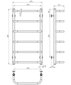 Полотенцесушитель водяной Deffi Стандарт П6 400х800 нижнее подключение хром C.SS.80.40.6.C.A
