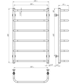 Полотенцесушитель водяной Deffi Стандарт П6 500х800 боковое левое подключение хром C.SS.80.50.6.C.B