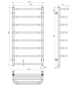 Полотенцесушитель водяной Deffi Стандарт с полкой П8 500х1000 нижнее подключение хром C.SP.100.50.8.C.A