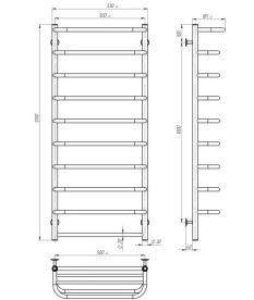 Полотенцесушитель водяной Deffi Стандарт с полкой П10 500х1200 нижнее подключение черный C.SP.120.50.10.B.A