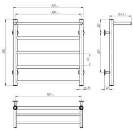 Сушка для рушників водяна Deffi Терма П5 500х500 нижнє підключення хром C.TE.50.50.5.C.A