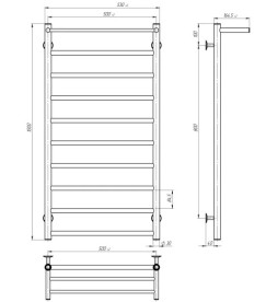 Полотенцесушитель водяной Deffi Терма П10 500х1000 боковое левое подключение черный C.TE.100.50.10.B.B