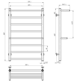Полотенцесушитель водяной Deffi Терма Плюс П8 500х800 нижнее подключение хром C.TA.80.50.8.C.A