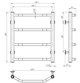 Полотенцесушитель водяной Deffi Трапеция П4 400х500 боковое левое подключение белый C.TR.50.40.4.W.B