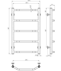 Полотенцесушитель водяной Deffi Трапеция П5 400х700 боковое левое подключение хром C.TR.70.40.5.C.B
