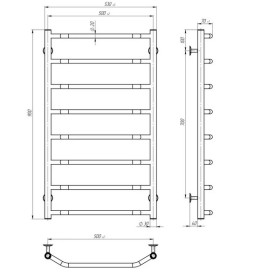 Полотенцесушитель водяной Deffi Трапеция П8 500х900 боковое левое подключение белый C.TR.90.50.8.W.B