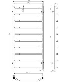 Сушка для рушників водяна Deffi Трапеція П10 500х1100 нижнє підключення хром C.TR.110.50.10.C.A