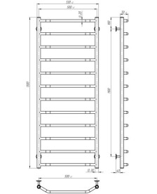 Сушка для рушників водяна Deffi Трапеція П12 500х1300 нижнє підключення чорний C.TR.130.50.12.B.A