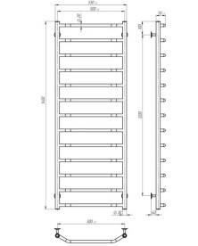 Сушка для рушників водяна Deffi Трапеція П13 500х1400 нижнє підключення чорний C.TR.140.50.13.B.A