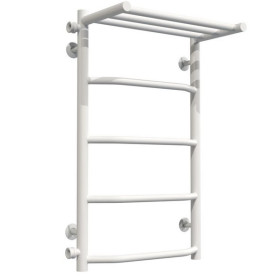 Полотенцесушитель водяной Deffi Трапеция с полкой П5 400х700 боковое левое подключение белый C.TP.70.40.5.W.B