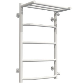 Полотенцесушитель водяной Deffi Трапеция с полкой П5 400х700 боковое правое подключение белый C.TP.70.40.5.W.C