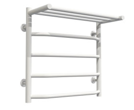 Полотенцесушитель водяной Deffi Трапеция с полкой П5 500х500 нижнее подключение белый C.TP.50.50.5.W.A