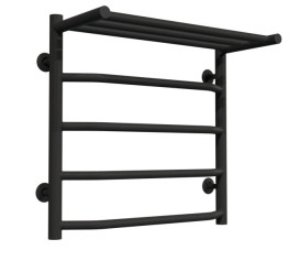 Полотенцесушитель водяной Deffi Трапеция с полкой П5 500х500 нижнее подключение черный C.TP.50.50.5.B.A