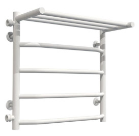 Полотенцесушитель водяной Deffi Трапеция с полкой П5 500х500 боковое левое подключение белый C.TP.50.50.5.W.B