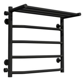 Полотенцесушитель водяной Deffi Трапеция с полкой П5 500х500 боковое левое подключение черный C.TP.50.50.5.B.B