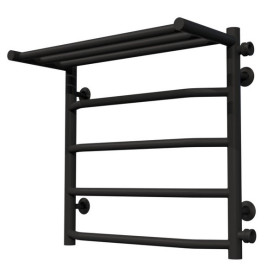 Полотенцесушитель водяной Deffi Трапеция с полкой П5 500х500 боковое правое подключение черный C.TP.50.50.5.B.C