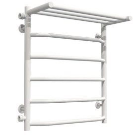 Полотенцесушитель водяной Deffi Трапеция с полкой П6 500х600 боковое левое подключение белый C.TP.60.50.6.W.B