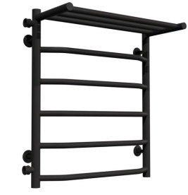 Полотенцесушитель водяной Deffi Трапеция с полкой П6 500х600 боковое левое подключение черный C.TP.60.50.6.B.B