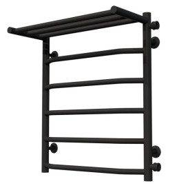 Полотенцесушитель водяной Deffi Трапеция с полкой П6 500х600 боковое правое подключение черный C.TP.60.50.6.B.C