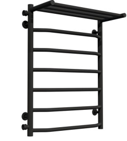 Полотенцесушитель водяной Deffi Трапеция с полкой П7 500х700 боковое левое подключение черный C.TP.70.50.7.B.B