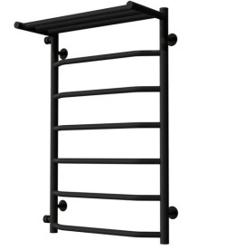 Полотенцесушитель водяной Deffi Трапеция с полкой П7 500х800 боковое левое подключение черный C.TP.80.50.7.B.B