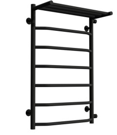 Полотенцесушитель водяной Deffi Трапеция с полкой П7 500х800 боковое правое подключение черный C.TP.80.50.7.B.C