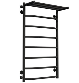 Сушка для рушників водяна Deffi Трапеція з полицею П8 500х900 бічне ліве підключення чорний C.TP.90.50.8.B.B