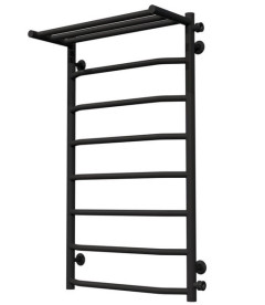 Сушка для рушників водяна Deffi Трапеція з полицею П8 500х900 бічне праве підключення чорний C.TP.90.50.8.B.C