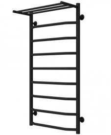 Полотенцесушитель водяной Deffi Трапеция с полкой П9 500х1000 боковое правое подключение черный C.TP.100.50.9.B.C