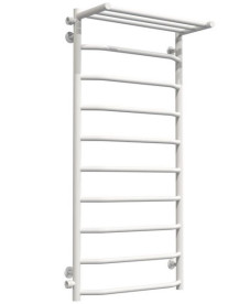 Полотенцесушитель водяной Deffi Трапеция с полкой П10 500х1100 боковое левое подключение белый C.TP.110.50.10.W.B