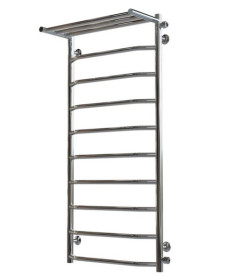 Полотенцесушитель водяной Deffi Трапеция с полкой П10 500х1100 боковое правое подключение хром C.TP.110.50.10.C.C