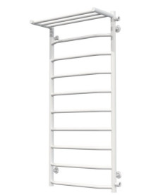 Полотенцесушитель водяной Deffi Трапеция с полкой П10 500х1100 боковое правое подключение белый C.TP.110.50.10.W.C