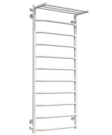 Полотенцесушитель водяной Deffi Трапеция с полкой П11 500х1200 боковое левое подключение белый C.TP.120.50.11.W.B