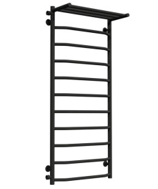 Полотенцесушитель водяной Deffi Трапеция с полкой П11 500х1200 боковое левое подключение черный C.TP.120.50.11.B.B
