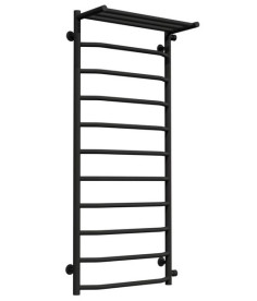 Полотенцесушитель водяной Deffi Трапеция с полкой П11 500х1200 боковое правое подключение черный C.TP.120.50.11.B.C