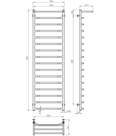 Сушка для рушників водяна Deffi Трапеція з полицею П16 500х1700 бічне ліве підключення білий C.TP.170.50.16.W.B