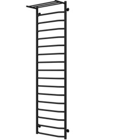 Полотенцесушитель водяной Deffi Трапеция с полкой П17 500х1800 боковое левое подключение черный C.TP.180.50.17.B.B