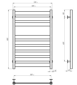 Полотенцесушитель водяной Deffi Victoria П9 500х800 боковое правое подключение белый A.VI.80.50.9.W.C