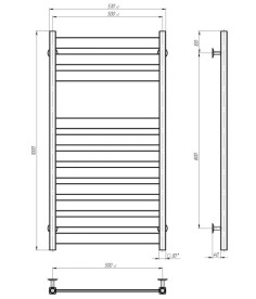 Сушка для рушників водяна Deffi Victoria П11 500х1000 нижнє підключення чорний A.VI.100.50.11.B.A