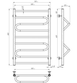 Сушка для рушників водяна Deffi Вілла 500х800 нижнє підключення білий C.VP.80.50.W.A